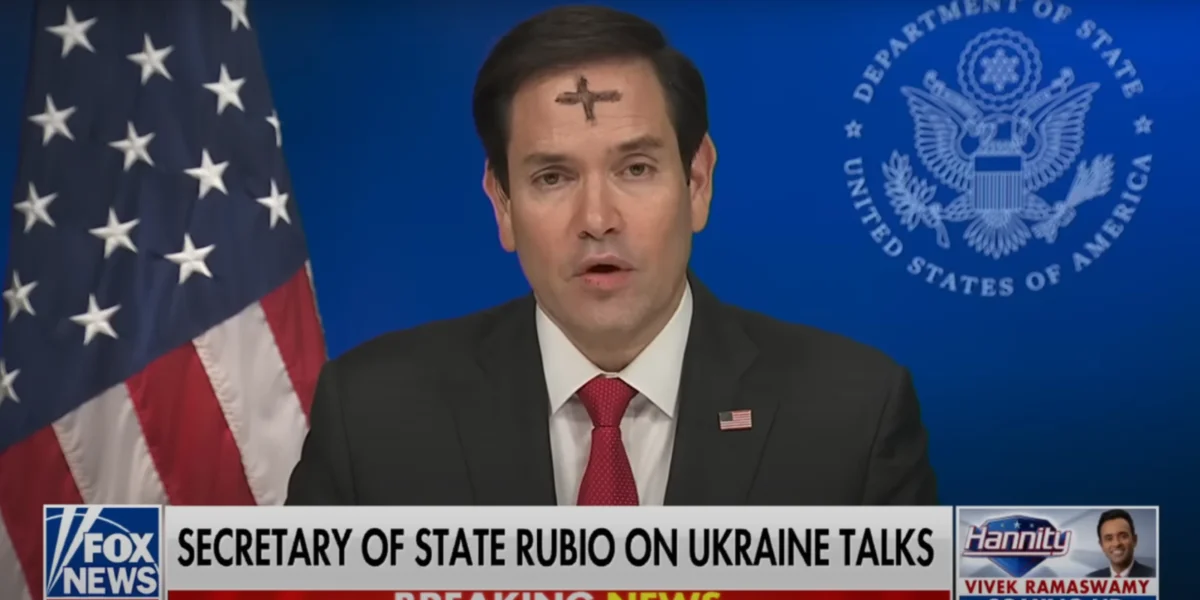 Den US-Ausseminister Marco Rubio an enger Fernseeusprooch op Fox News